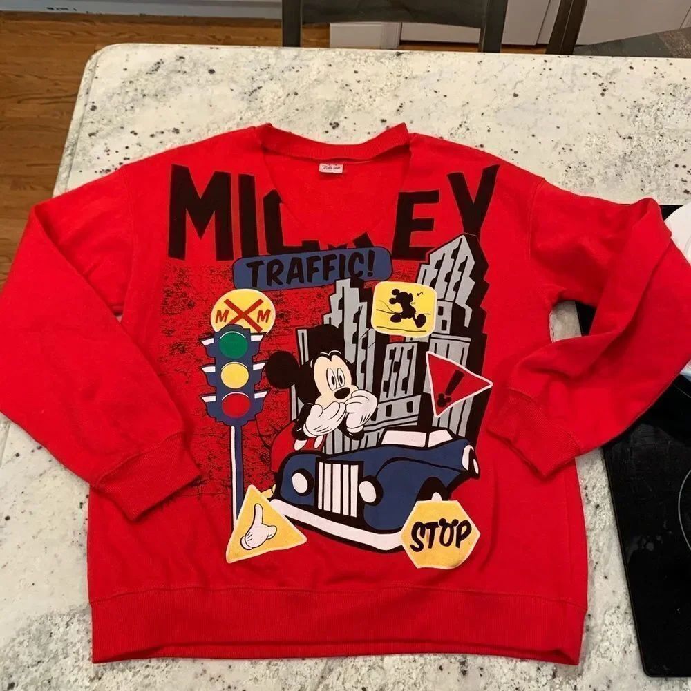 Disney Mickey V Cut Out Sweatshirt sz M New